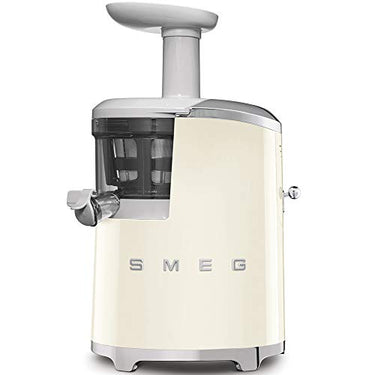 Smeg, SJF01CREU Juice Extractor, Slow Squeezing Technology, Rotating Basket, Drip Cap and Juice Density Adjustment, 1-Liter Juice Carafe and 1.6-Liter Pulp Collection Container, 150 W, Cream on Sale